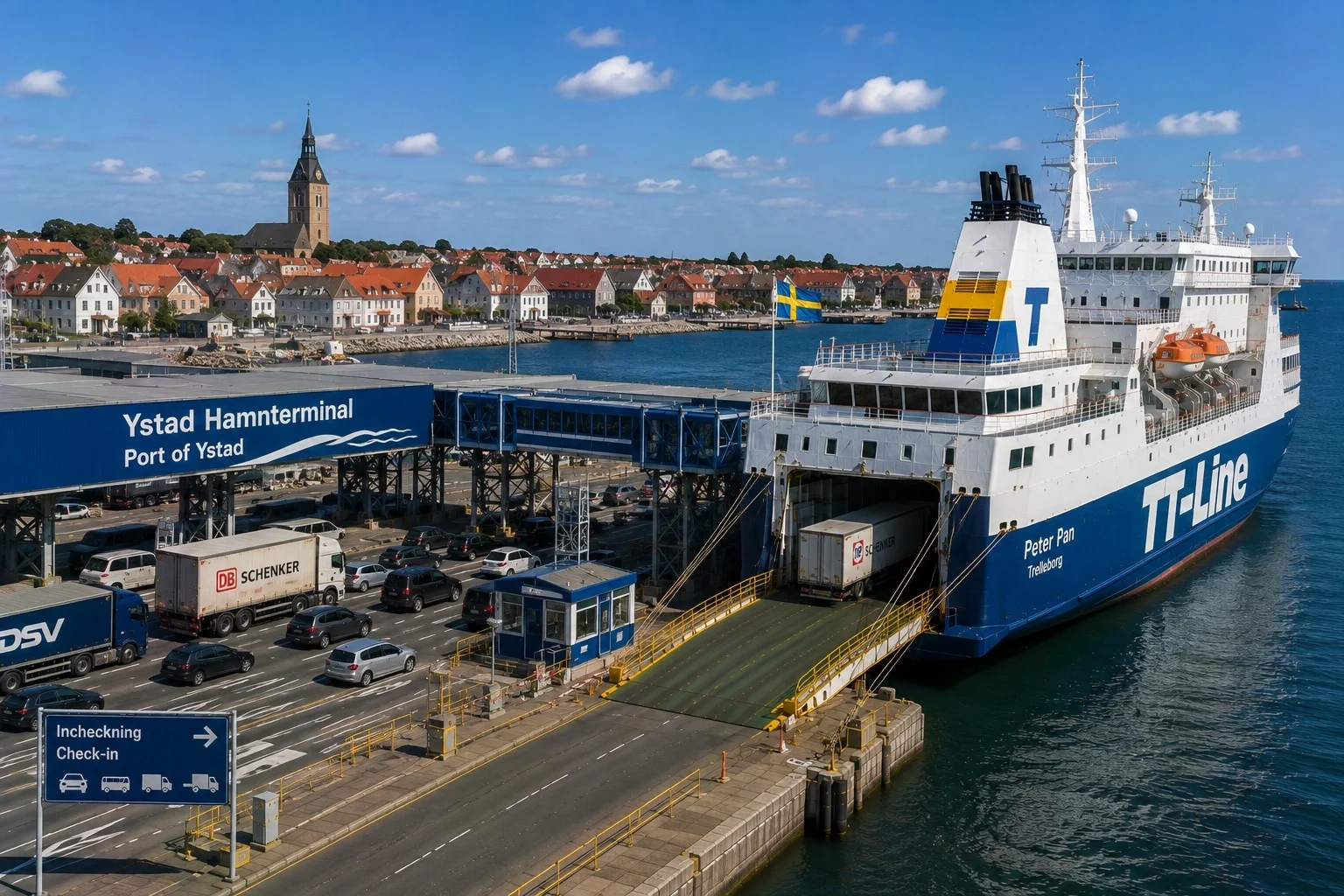 Ystad λιμάνι πλοίων σε νότια Σουηδία